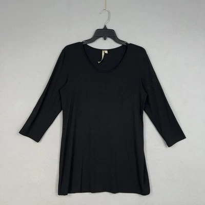 Cómoda Camisa EE. UU. Para Mujer Mediana Negra Manga 3/4 Cuello Redondo Túnica Hecha en EE. UU. M700 Foto 1 de 4