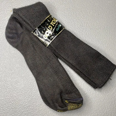 Винтажные мужские носки с ЗОЛОТЫМ НОСКОМ поверх икры усиленный носок на пятке размер 10,5–14 коричневые - Изображение 1 из 3