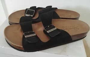 Womans Skechers Luxe Foam Strap Buckle Sandals Flipflop Shoes Slide Black Size7 - Picture 1 of 18
