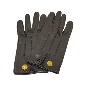 Auth HERMES - Dark Brown Leather Women's Gloves - Picture 1 of 7
