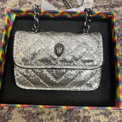 Bolso Bandolera Kurt Geiger Micro Kensington Nuevo con Etiquetas - Plateado Foto 1 de 4