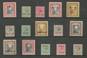 BAHAMAS 1917-19 GV WAR TAX selection of 15 ,appears to be complete fine mint - Picture 1 of 2
