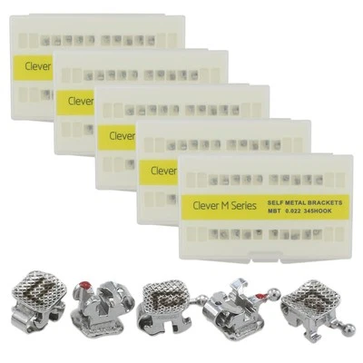 5 Sets Dental Self Ligating Brackets Braces Brackets Orthodontic Metal MBT 022 - Image 1 of 4
