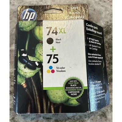 HP 75 TriColor 74XL Black Ink Cartridge Combo Pack Exp 2019 Genuine OEM - Image 1 of 4