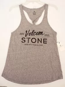 VOLCOM THIS WAY TWIST BACK TANK TOP TEE Heather Grey SMALL code S215 NWT - Picture 1 of 2