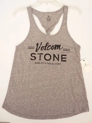 VOLCOM THIS WAY TWIST BACK TANK TOP TEE Heather Grey SMALL code S215 NWT - Image 1 of 2