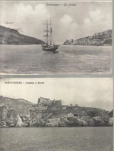 DUE CARTOLINE VIAGGIATE (1916) _ PORTOVENERE / LO STRETTO / CASTELLO E GROTTE - Picture 1 of 1