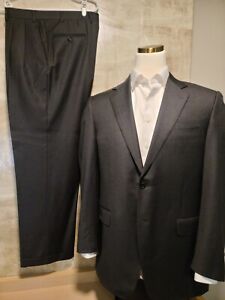CANALI Suit 42L 2pc Dark Gray Charcoal Multicolored Pinstripe Wool Italy