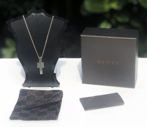 Gucci Sterling Silver Hallmarked Vintage Cross Necklace