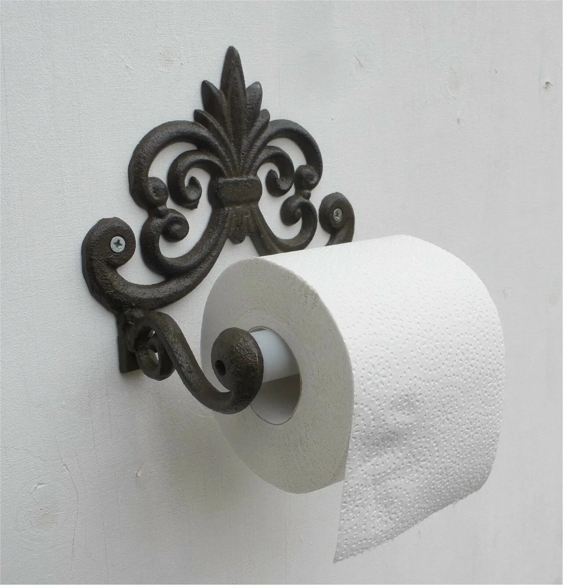 Vintage Toilettenpapierhalter Mit Ablage – Aus Aluminium, Antik-weiß, Blumenmuster | Wandmontage Fürs Badezimmer