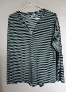 DANA BUCHMAN Women's Blouse Top, V Neck Size Large Stretch - Picture 1 of 5