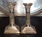 Fine Pair of Antique Sterling Silver Reeded Corinthian Candlesticks C1893 & 1899