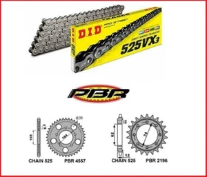 TRASMISSIONE GILERA GP 800 2009/2014 KIT PIGNONE CORONA CATENA DID 525 VX3 - Imagen 1 de 3