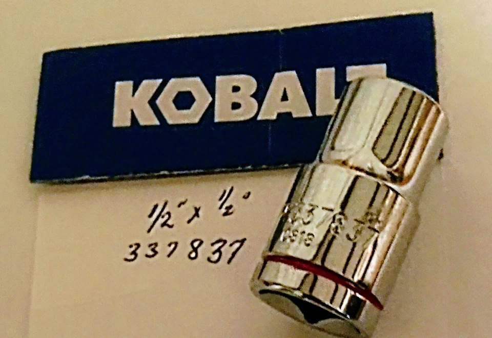 Kobalt  1/2" x 1/2" Dr Standard Chrome Socket 12 Pt  # 337837 Free USA Shipping - Image 1 of 4