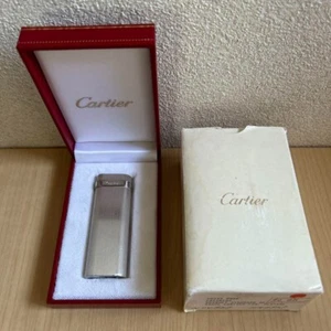 Cartier Silver Gas Lighter Butane with Box & Case Vintage Working Condition Rare - Picture 1 of 16