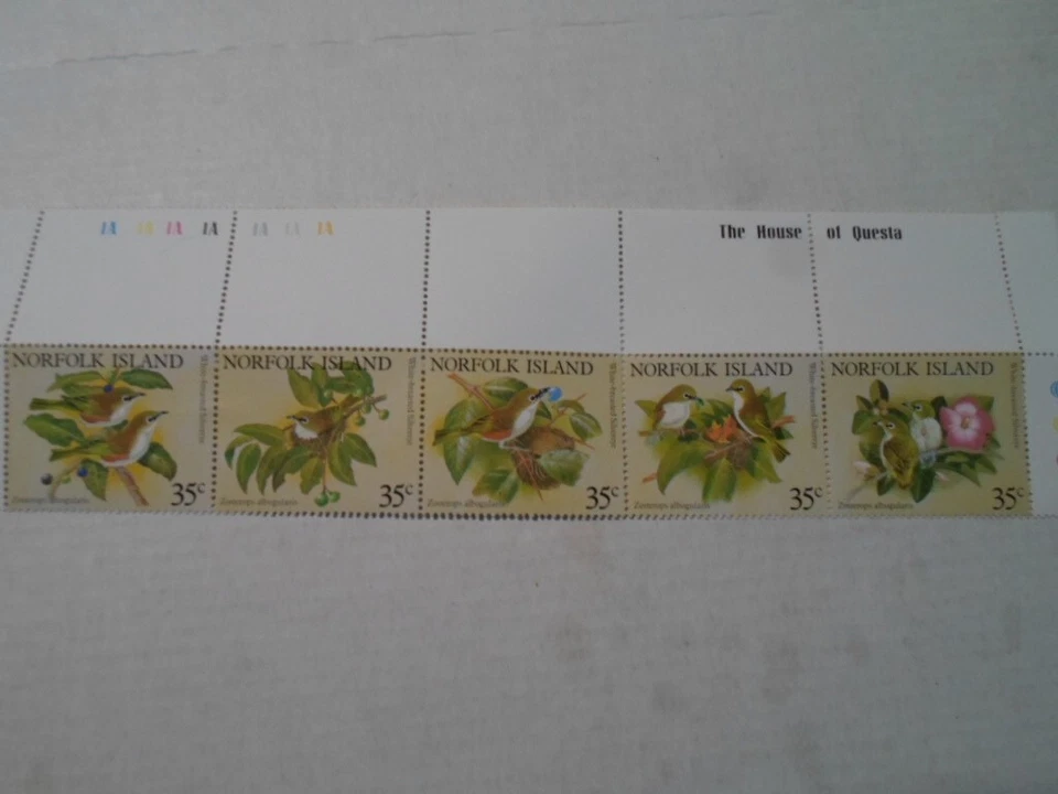 Norfolk Island mint never hinged complete set strip of 5 birds SC#s 287a-e - Image 1 of 1