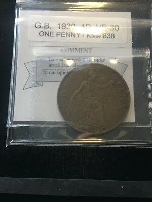 1930  G.B. Penny  Coin Mart Graded**VF-30** KM# 838 - Image 1 of 4