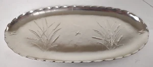 Arthur Armor Hand Hammered Aluminum Tray Cattail Design - Picture 1 of 7