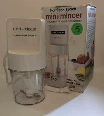 Hamilton Beach MINI MINCER Micro Food Processor White w/ Box Model 345 USA FLAW - Image 1 of 4