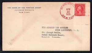 USA New York 1925 Air Mail Service CDS on Cover to Bermuda. Receiver - Picture 1 of 2
