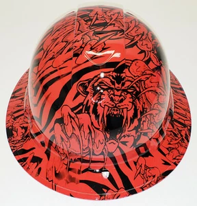 Hydro DIp Red Tiger King Hard Hat Pyramex Ridgeline Protective Helmet - Picture 1 of 7