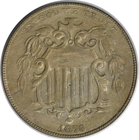 1876 Shield Nickel AU Uncertified #1122 Cover