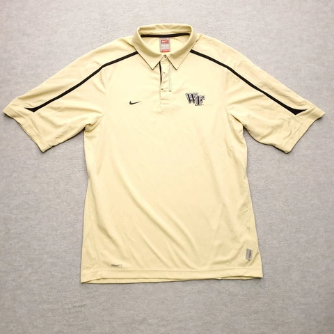 Wake Forest Demon Deacons Nike Mens S Gold Short Sleeve Polo Shirt WFU Polyester Cover