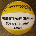 Champion Sports Exercise Medicine Ball, MB6, Leather 6-7 Lbs, Yellow/White