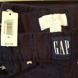 LOVE By GAP Flannel Jogger Pajama Pants XL Military Blue Stars NEW WITH TAGS 