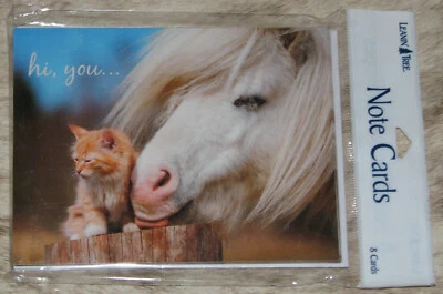 LEANIN TREE "Kitten & Pony "hola..."~Paquete de 8 tarjetas #35654~En blanco por dentro Foto 1 de 2