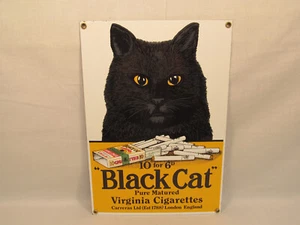 BLACK CAT Tobacco Cigarettes 12.75" X 9" Porcelain Enameled Metal Sign England - Picture 1 of 5