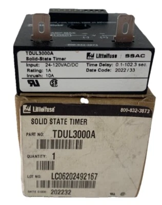 Littlefuse TDUL3000A SOLID STATE TIMER 0.1-102.3 SEC NEW IN BOX - Image 1 of 3