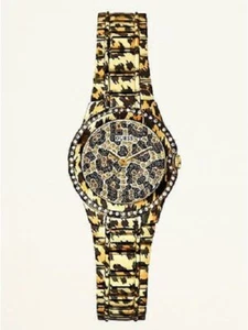 New Authentic GUESS U0084L1 Petite Animal Print Stainless Band and case watch  - Picture 1 of 1