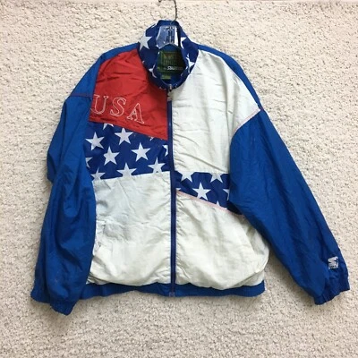 Starter Olympic Collection Jacket Large Adult Blue Atlanta 1996 Windbreaker Mens - Image 1 of 4