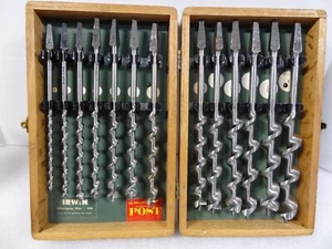 Vintage Irwin set completo 13 pezzi in scatola punte coclea USA con scatola in legno ex condizioni - Foto 1 di 18