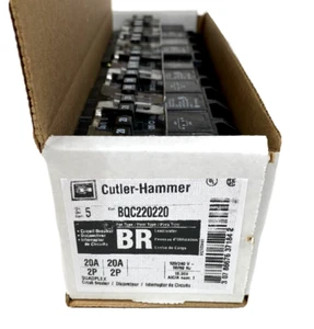 **Box of 5** Cutler Hammer BQC220220 20A 2P Quadplex Circuit Breakers - Picture 1 of 11