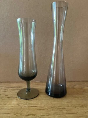 Antik Vase Glasvase Konvolut Turmalin Rauchglas 50er 60er Jahre Ära Wagenfeld - Bild 1 von 4