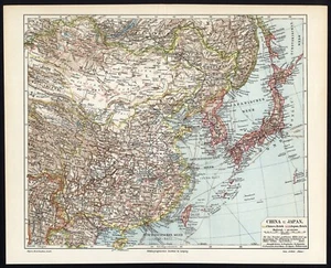 Antique Map of China and Japan by Meyer (1902) - Picture 1 of 1