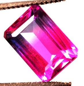 12.90 Cts. Natural Brazilian Bi-Color Tourmaline Emerald Cut Certified Gemstone - Foto 1 di 4