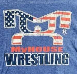 Größe Jugend Large My House Wrestling T-Shirt - blau - USA Thema - Bild 1 von 8