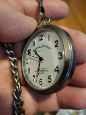 Field & Stream Men's Stainless Steel White Dial 100M Pocket Watch - Image 1 of 3