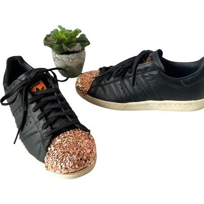 Adidas Superstar Y2K Custom Womens 7.5 Sneakers Rhinestone Glam Streetwear Black - Image 1 of 4