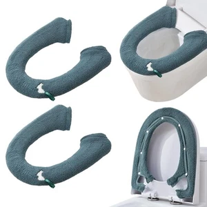 2 Packs Toilet Seat Cover, Plush Warm Bathroom Toilet Seat Cushion with Snaps... - Picture 1 of 9