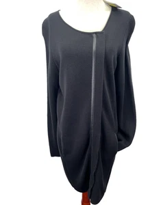 Eileen Fisher Jacke Medium Seide Interlock Leder Reißverschluss Pullover asymmetrisch $ 498 - Bild 1 von 20