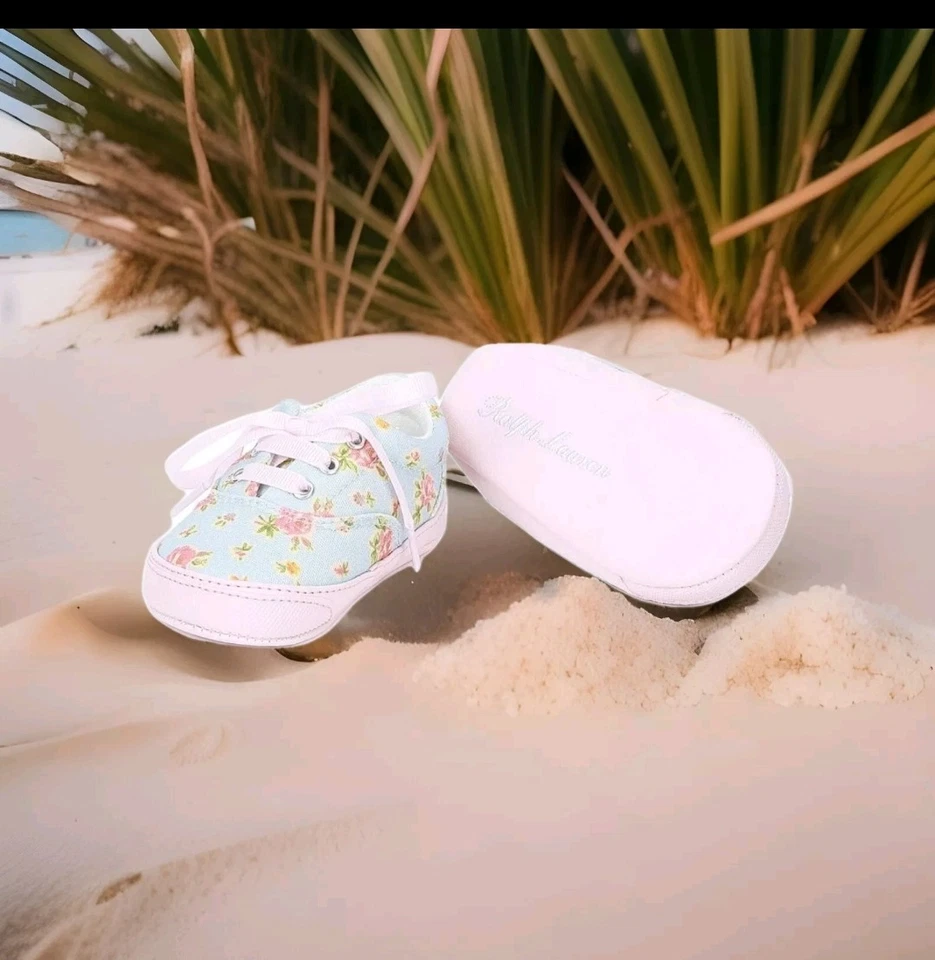 Polo Ralph Lauren Baby Girl Floral Sneakers (Infant) Size 3 - Image 1 of 1