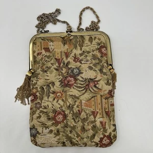 VTG Faye Mell Design Miami Shoulder Bag Purse Tapestry Floral Gold Chain Tassels - Picture 1 of 7