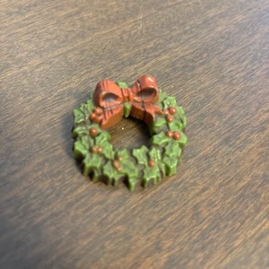 Punze PIN Weihnachten Vintage KRANZ Nostalgische Holzoptik 1976 Brosche - Bild 1 von 5