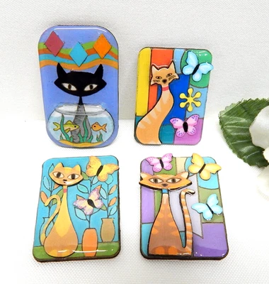 LOTE DE PRENDEDORES/BROCHES PARA GATO, ECO Y HARA FIRMADOS, PECERA, MARIPOSAS, GATO ATÓMICO Foto 1 de 4