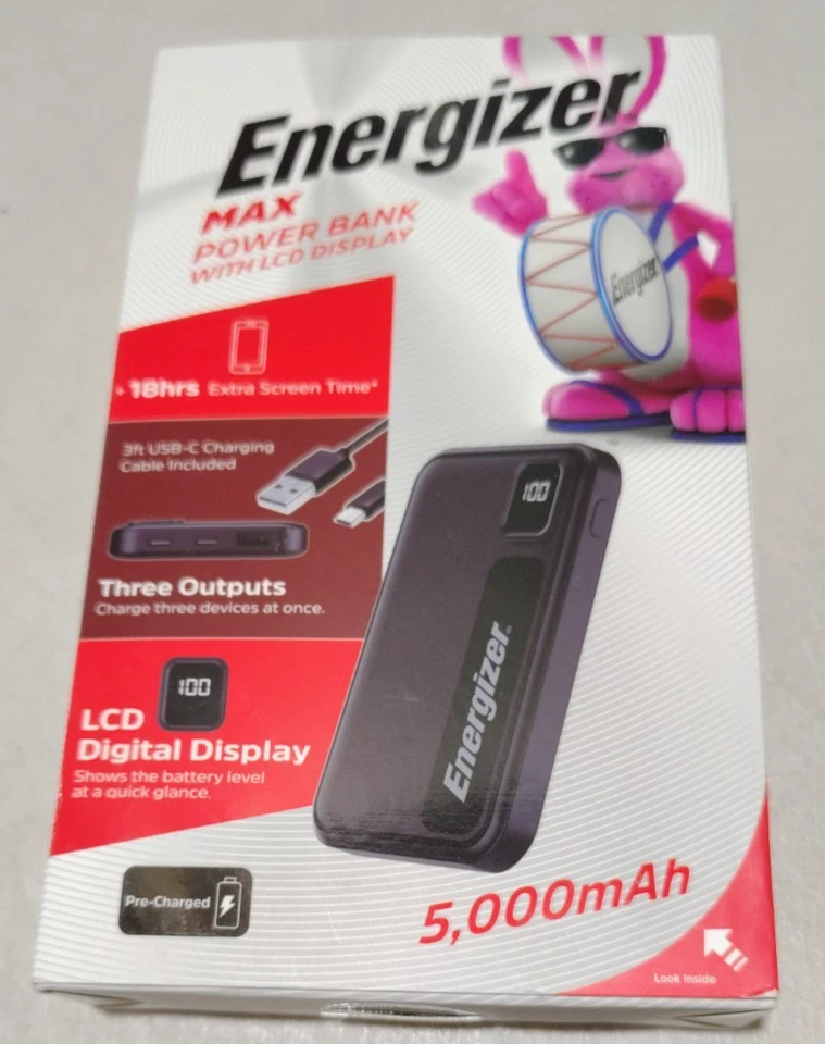 Energizer MAX 5000mAh High Speed Portable Charger/PowerBank w/ USB-C UE5035C BK