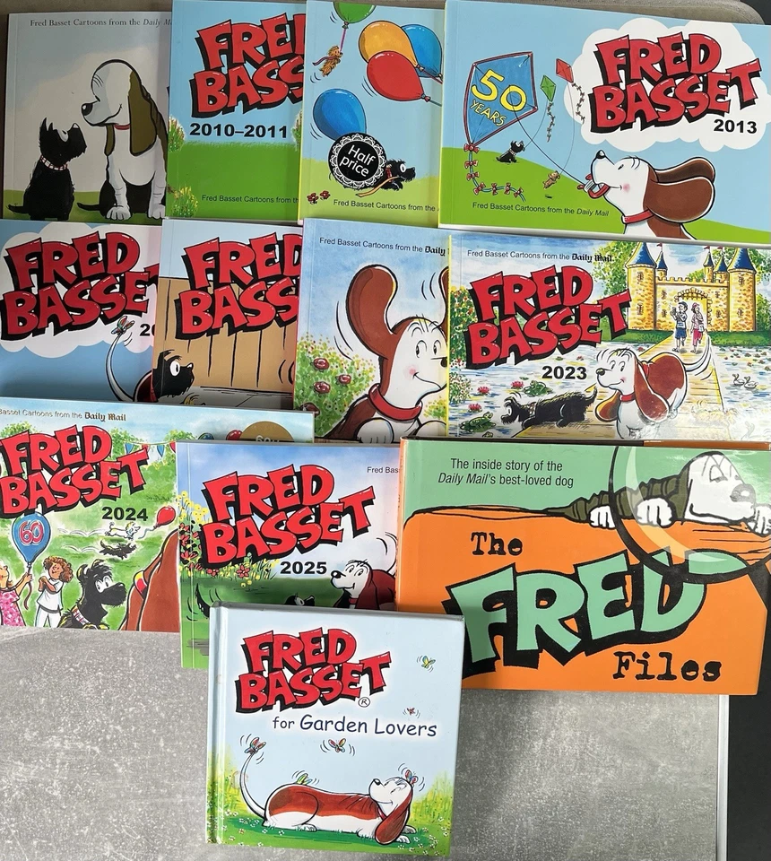 Fred Basset by Alex Graham - 2008 to 2025 - Cartoons Collection. Quantity = 12 - Image 1 of 4